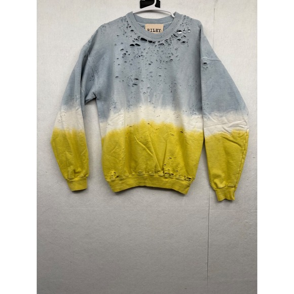 Riley And James Tops - RILEY Distressed Tie Dye Sweatshirt Light Blue Yellow White Pullover Top M